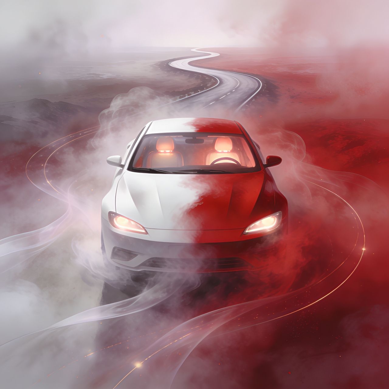 Red And White Car